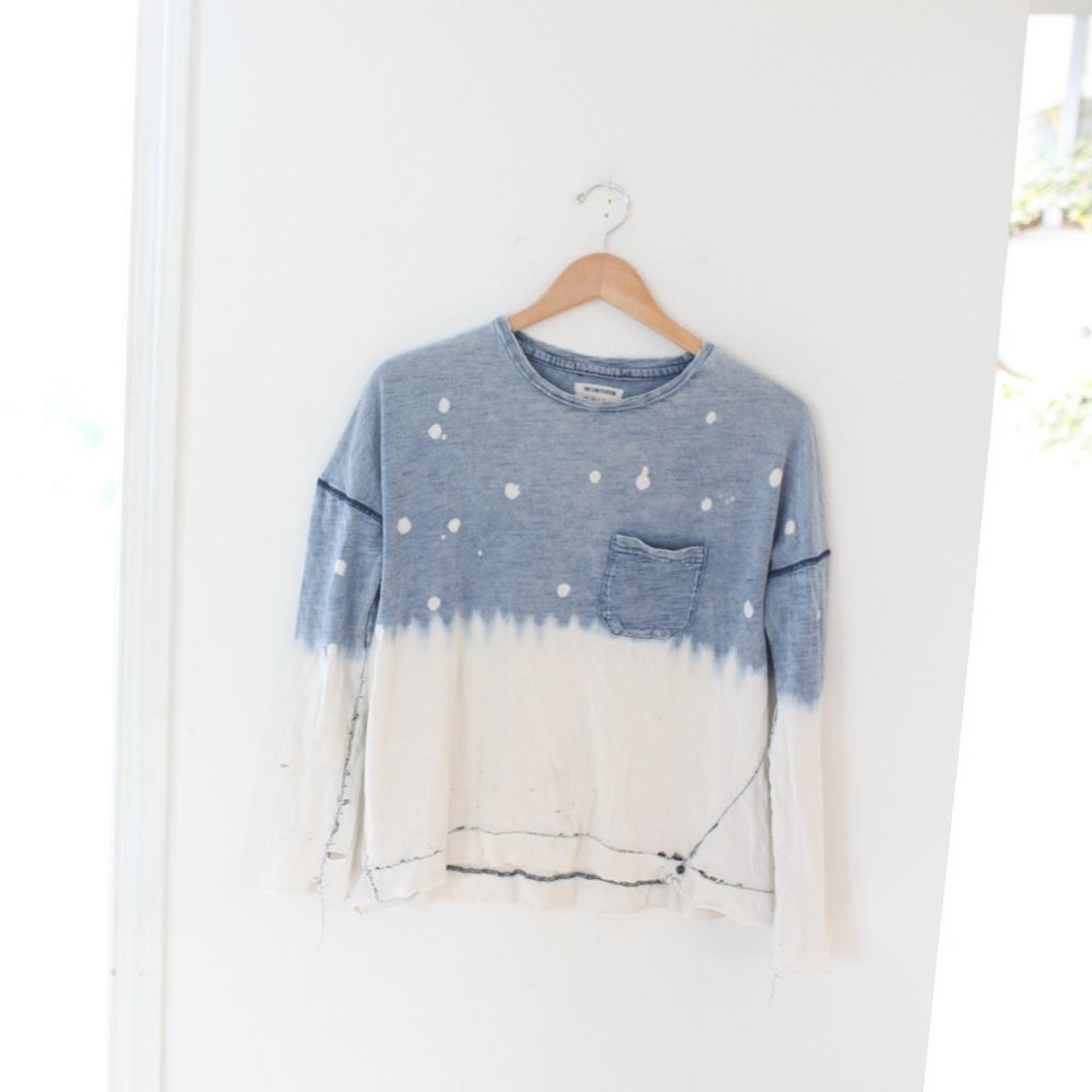 One Teaspoon  distressed ombre blue long t shirt